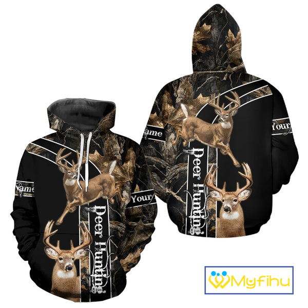 Best Deer Hunting Shirt Jumping Deer Custom Name Camo Clothes For Deer Hunters Gifts NHT187