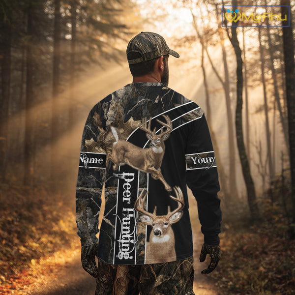 Best Deer Hunting Shirt Jumping Deer Custom Name Camo Clothes For Deer Hunters Gifts NHT187