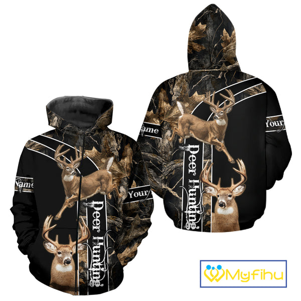 Best Deer Hunting Shirt Jumping Deer Custom Name Camo Clothes For Deer Hunters Gifts NHT187