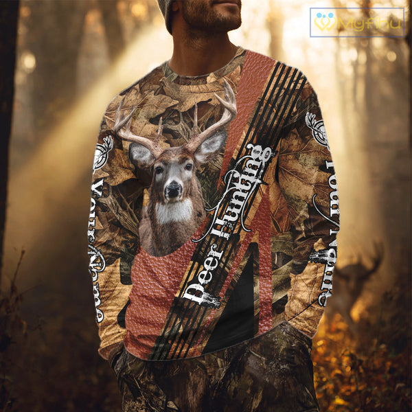 Deer Hunting Orange With Camo Autumn - Personalized All Over Print Deer Hunting Clothes NHT292