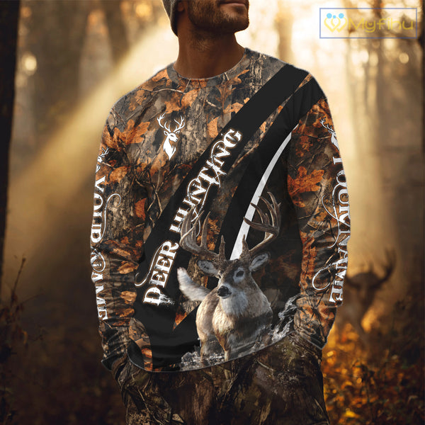 Whitetail Deer Hunting Orange Camo Hoodie, Sweatshirt Hunting Shirt For Men NHT347