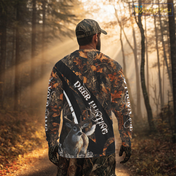 Whitetail Deer Hunting Orange Camo Hoodie, Sweatshirt Hunting Shirt For Men NHT347