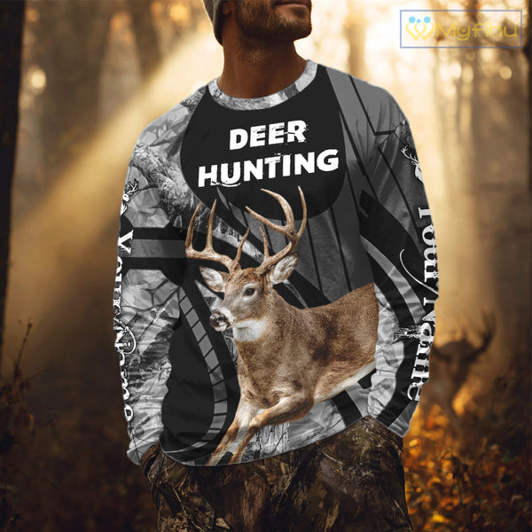 Deer Buck Custom Name 3D All Over Printed Shirts, Hunting Hoodie For Men NHT350