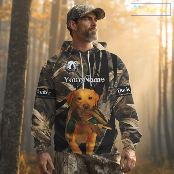 Duck Hunting Camo Shirt With Yellow Lab For Duck Hunter - Best Duck Hunting Gifts NHT227