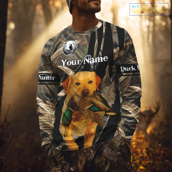 Duck Hunting Camo Shirt With Yellow Lab For Duck Hunter - Best Duck Hunting Gifts NHT227