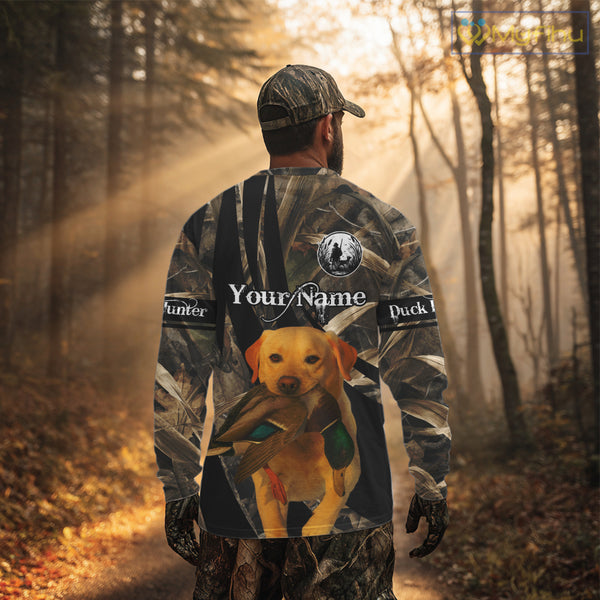 Duck Hunting Camo Shirt With Yellow Lab For Duck Hunter - Best Duck Hunting Gifts NHT227