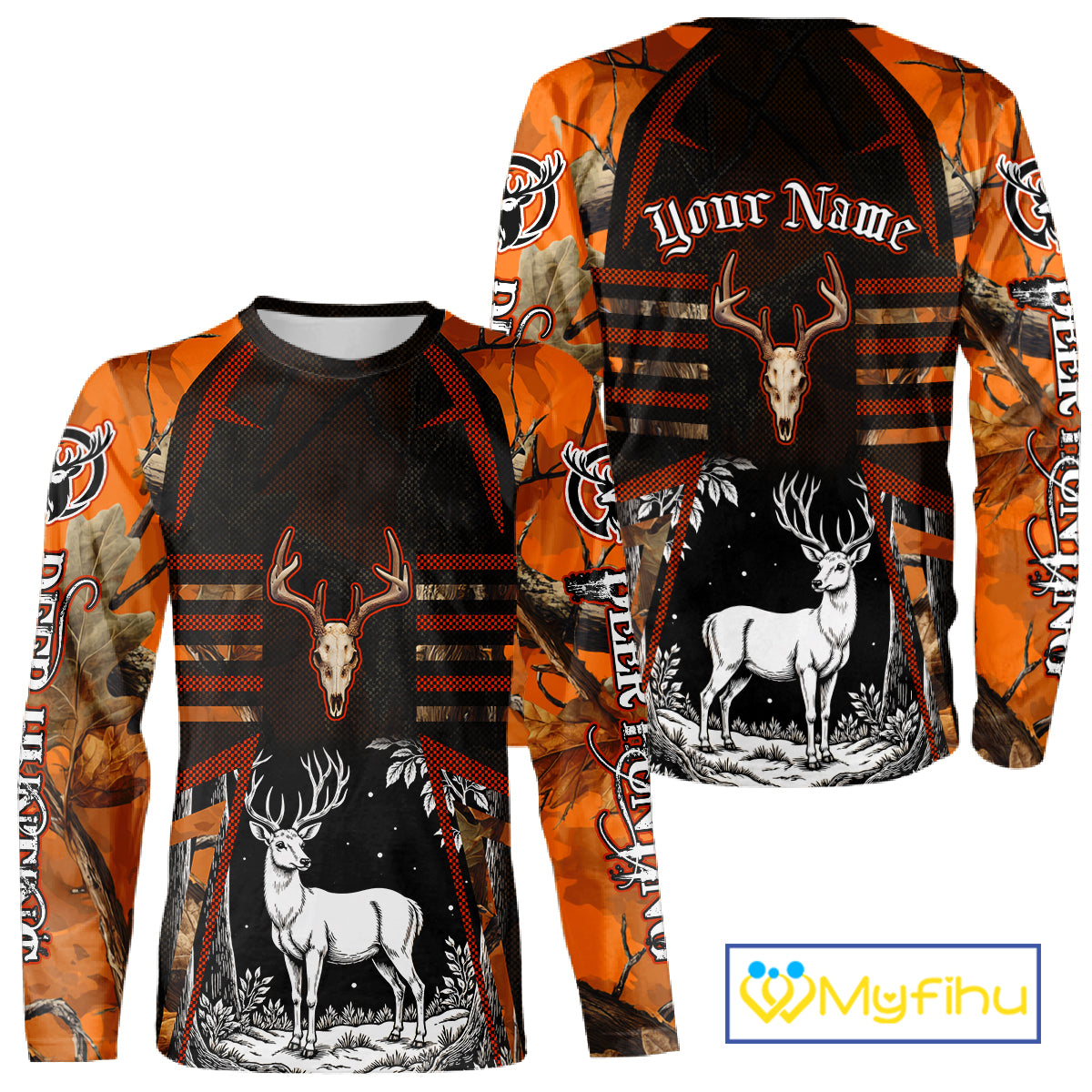 Blaze Orange Camo Hoodie Hunting Shirt, Deer Sweatshirt Shirt for Men, Deer Hunting Season NHT356