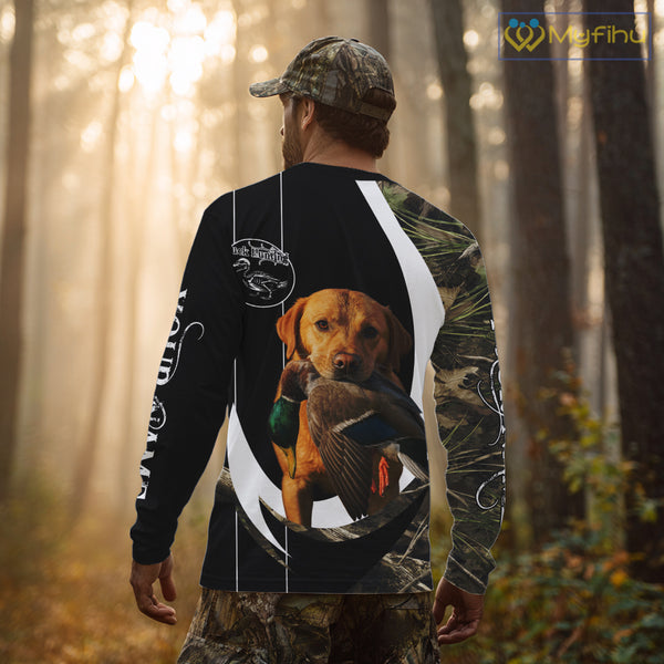 Duck Hunting Waterfowl Camouflage Shirt with Labrador Retriever, Custom Name Hunting Season NHT124