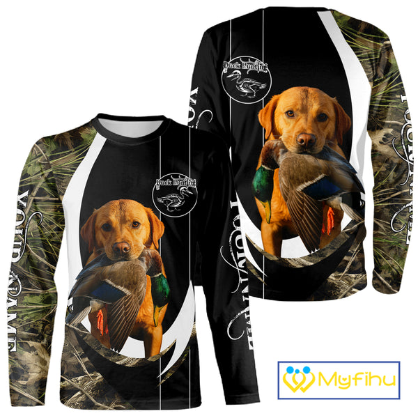 Duck Hunting Waterfowl Camouflage Shirt with Labrador Retriever, Custom Name Hunting Season NHT124