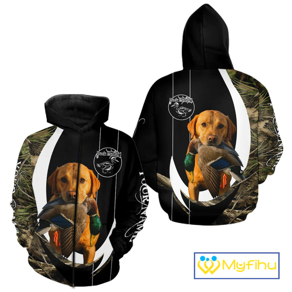 Duck Hunting Waterfowl Camouflage Shirt with Labrador Retriever, Custom Name Hunting Season NHT124