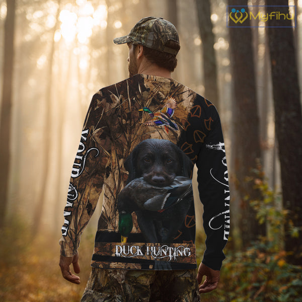 Duck Hunting with Black Lab Custom Name 3D All Over Print Shirt, Lab Dog Hunting Gifts NHT127