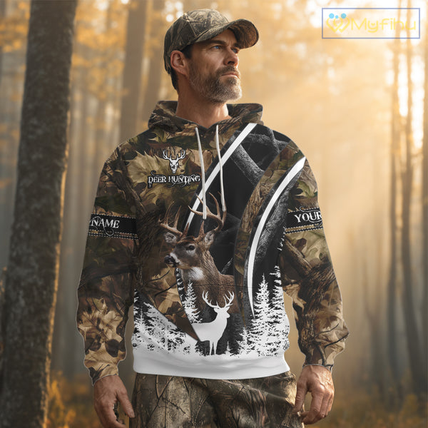 Forest Camo Deer Hunting 3D Shirt – Custom Name Personalized Gift NHT299