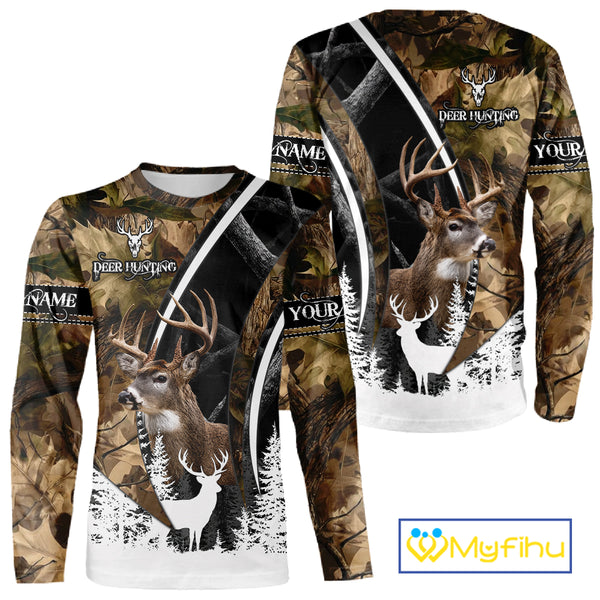 Forest Camo Deer Hunting 3D Shirt – Custom Name Personalized Gift NHT299