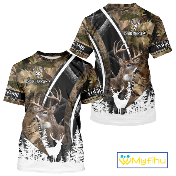 Forest Camo Deer Hunting 3D Shirt – Custom Name Personalized Gift NHT299