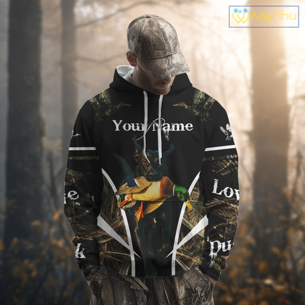 Duck Hunting With Black Lab Custom Name 3D All Over Print Shirt, Duck Hunting Shirt NHT145