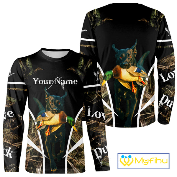Duck Hunting With Black Lab Custom Name 3D All Over Print Shirt, Duck Hunting Shirt NHT145