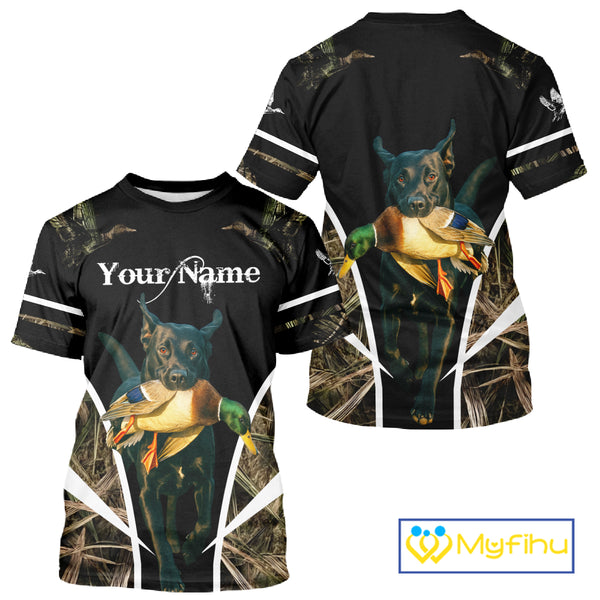 Duck Hunting With Black Lab Custom Name 3D All Over Print Shirt, Duck Hunting Shirt NHT145