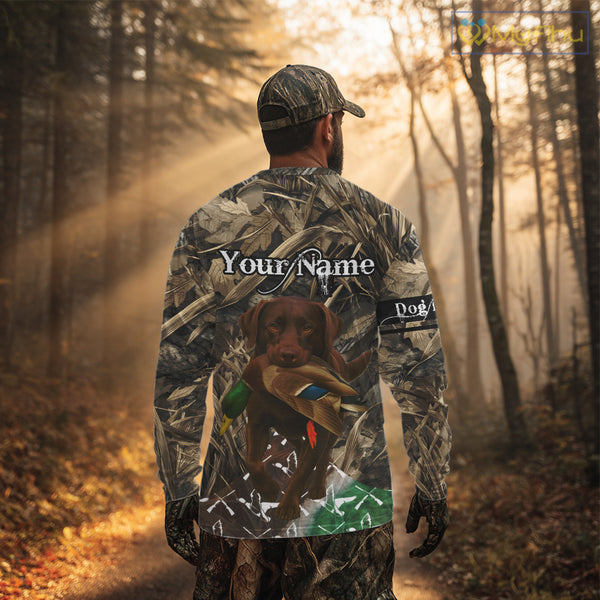 Duck Hunting with Chocolate Labrador Retriever All Over Printed Shirts, Lab Hunting Shirt NHT244