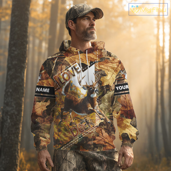 Whitetail Deer Hunting Shirt Personalized 3D All Over Print Autumn Camo Hunting Clothes NHT155