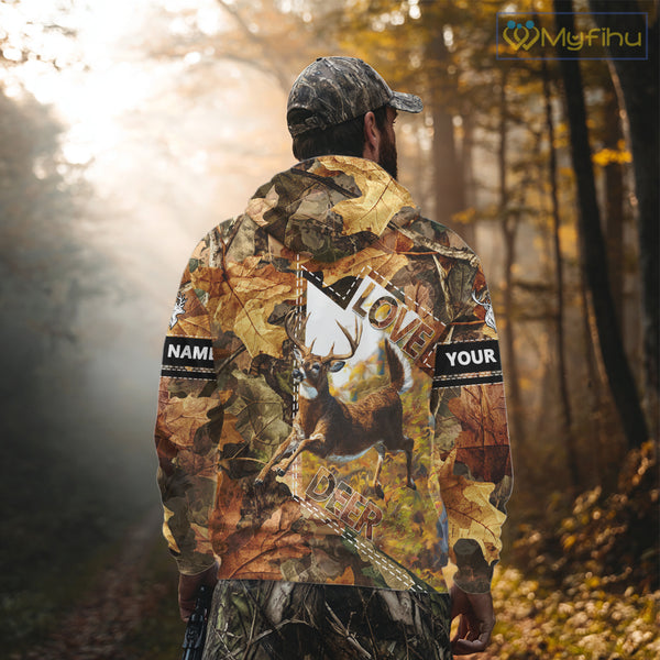 Whitetail Deer Hunting Shirt Personalized 3D All Over Print Autumn Camo Hunting Clothes NHT155