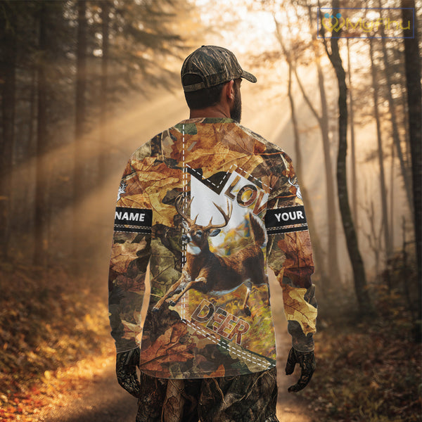 Whitetail Deer Hunting Shirt Personalized 3D All Over Print Autumn Camo Hunting Clothes NHT155