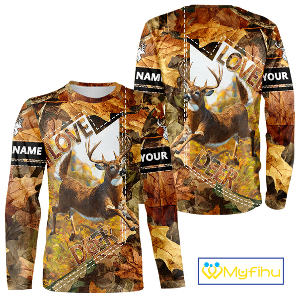 Whitetail Deer Hunting Shirt Personalized 3D All Over Print Autumn Camo Hunting Clothes NHT155