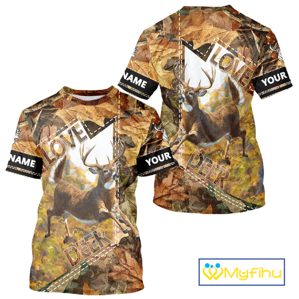 Whitetail Deer Hunting Shirt Personalized 3D All Over Print Autumn Camo Hunting Clothes NHT155
