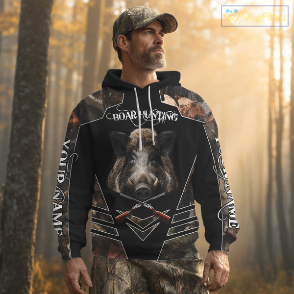 Personalized Wild Hog Hunting Camo Full Printing Shirts, Gift For Hunters NHT163
