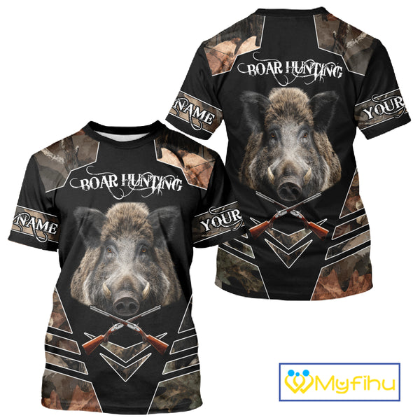 Personalized Wild Hog Hunting Camo Full Printing Shirts, Gift For Hunters NHT163