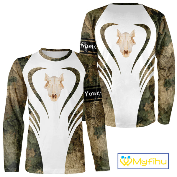 Best Wild Boar Hunting Shirt Camo Custom Name Skull Boar Hunting Clothes For Hunters NHT169