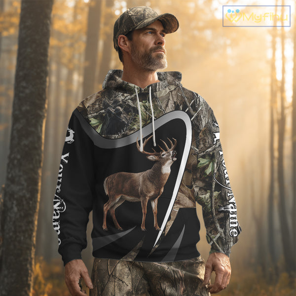 Grim Reaper Deer Hunting Shirt – Black Forest Camo 3D All Over Print for Whitetail Hunters NHT175
