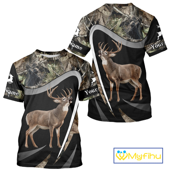 Grim Reaper Deer Hunting Shirt – Black Forest Camo 3D All Over Print for Whitetail Hunters NHT175