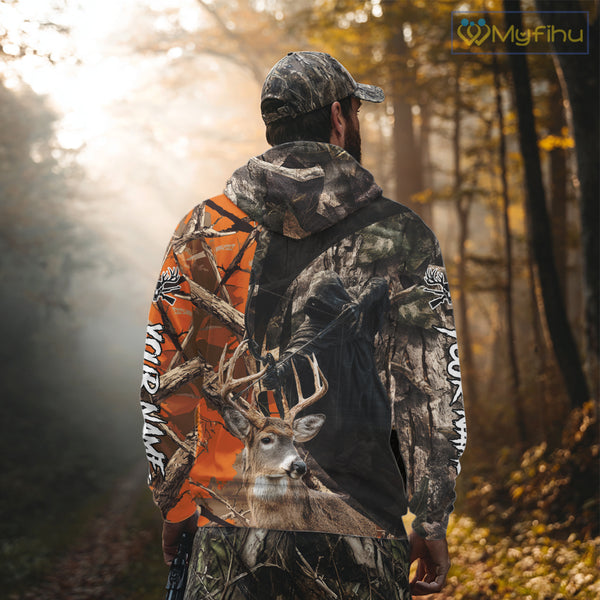 Deer Hunting Grim Reaper Camo Orange 3D All Over Printed Shirt, Personalized Hunting Shirt NHT269