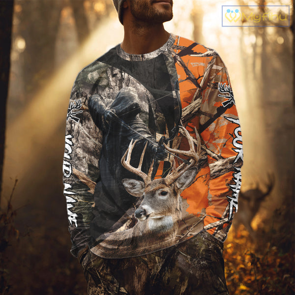 Deer Hunting Grim Reaper Camo Orange 3D All Over Printed Shirt, Personalized Hunting Shirt NHT269
