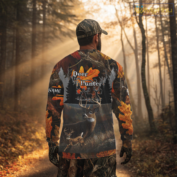 Whitetail Deer Hunting Orange Camo Autumn - Personalized All Over Print Deer Hunting Clothes NHT184