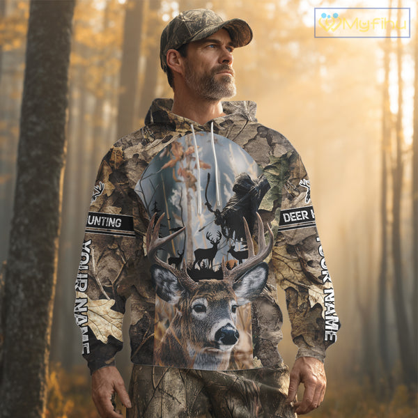 Deer Hunting Grim Reaper Camo Forest 3D All Over Printed Shirt, Personalized Hunting Shirt NHT273