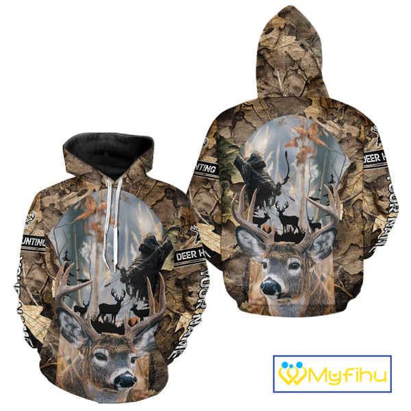 Deer Hunting Grim Reaper Camo Forest 3D All Over Printed Shirt, Personalized Hunting Shirt NHT273
