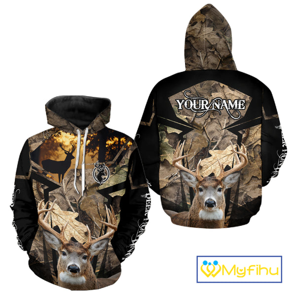 Whitetail Deer Hunting Camo Forest 3D All Over Printed Shirt, Personalized Hunting Shirt NHT277