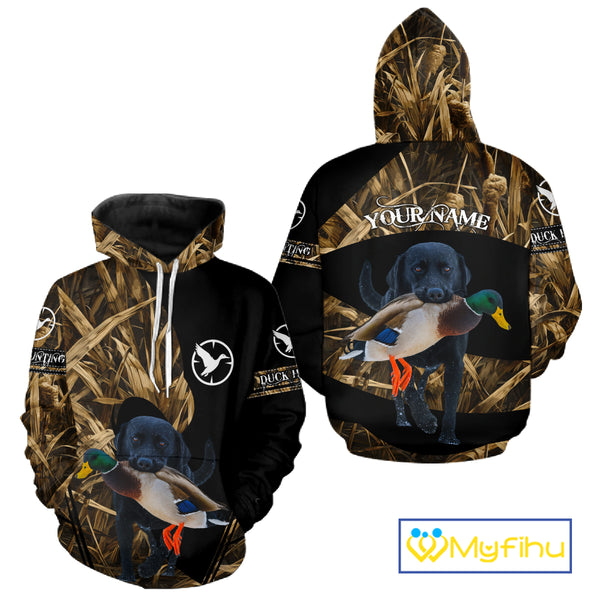 Duck Hunting Waterfowl Camo Black Labrador Retriever Dog Shirts,  Duck Hunting Clothes NHT197