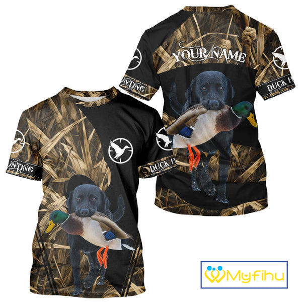 Duck Hunting Waterfowl Camo Black Labrador Retriever Dog Shirts,  Duck Hunting Clothes NHT197