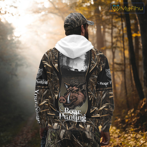 Personalized Wild Boar Hunting Camo 3D Print Custom Name Shirts, Hunting Gifts NBT195