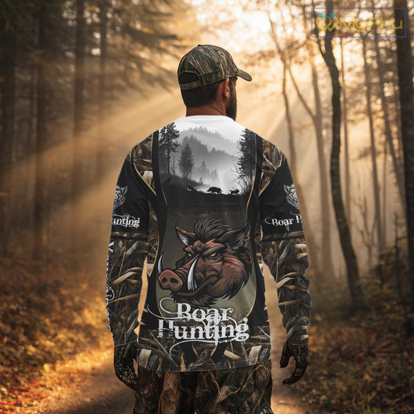 Personalized Wild Boar Hunting Camo 3D Print Custom Name Shirts, Hunting Gifts NBT195