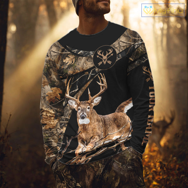 Whitetail Deer Hunting Fall Camo Shirts for Men, Best Gift Ideas for Hunter NBT200