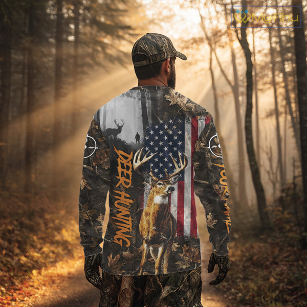 Orange Deer Hunting Camouflage Personalized Hunting Shirt, Hoodie Hunting Shirt For Men NBT308