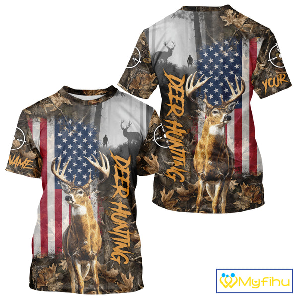 Orange Deer Hunting Camouflage Personalized Hunting Shirt, Hoodie Hunting Shirt For Men NBT308