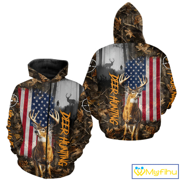 Orange Deer Hunting Camouflage Personalized Hunting Shirt, Hoodie Hunting Shirt For Men NBT308