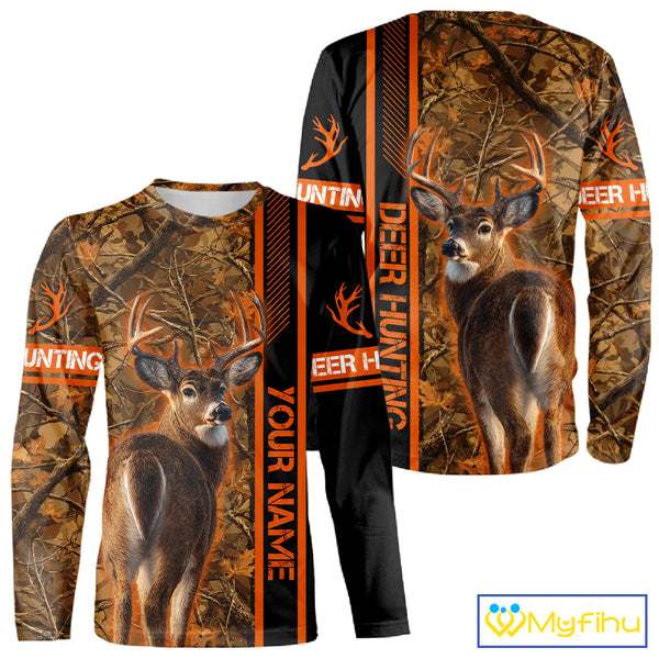 Whitetail Deer Hunting Season Shirt 3D Custom Hoodie Hunting Gift Orange Camouflage Deer Shirts NBT309