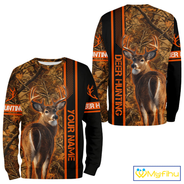 Whitetail Deer Hunting Season Shirt 3D Custom Hoodie Hunting Gift Orange Camouflage Deer Shirts NBT309