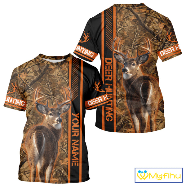 Whitetail Deer Hunting Season Shirt 3D Custom Hoodie Hunting Gift Orange Camouflage Deer Shirts NBT309