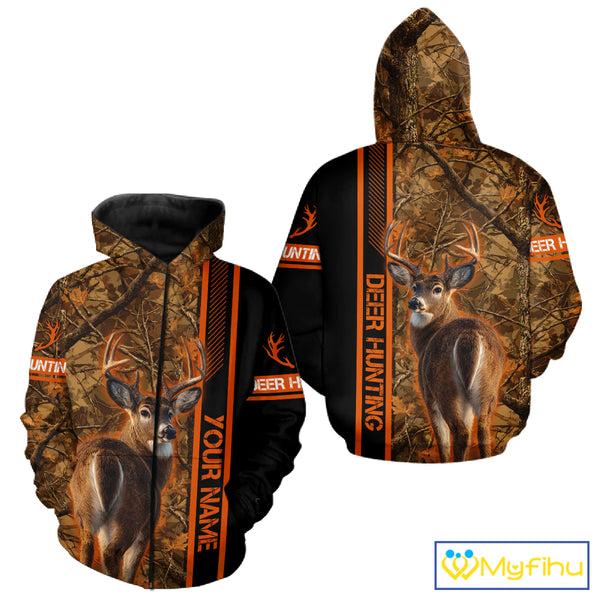 Whitetail Deer Hunting Season Shirt 3D Custom Hoodie Hunting Gift Orange Camouflage Deer Shirts NBT309